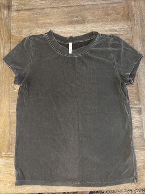 BE COOL gray Ribbed Short Sleeve Tee